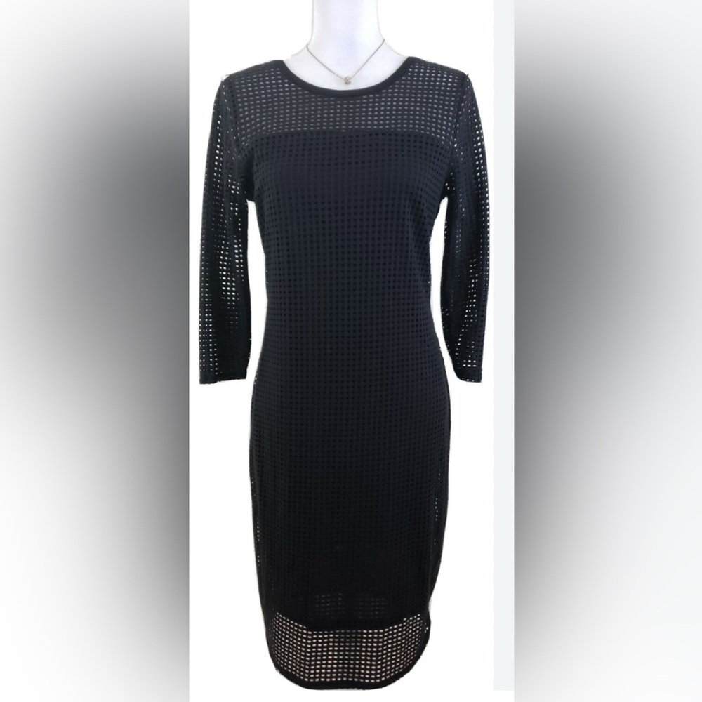 NWT Bold Elements Black Mesh 3/4 Sleeve Dress